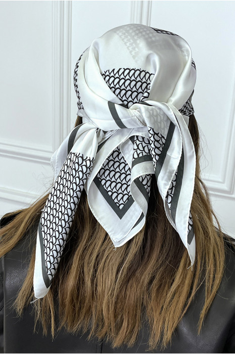 black and white satin scarf
