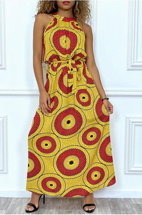 Longue Robe Jaune Et Rouge Motif Africain Tres Chic Et Tendance Mode Femme Fashion Tendance