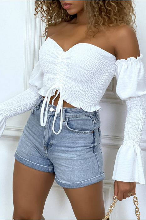 Bustier blanc ajustable ?� manches volant