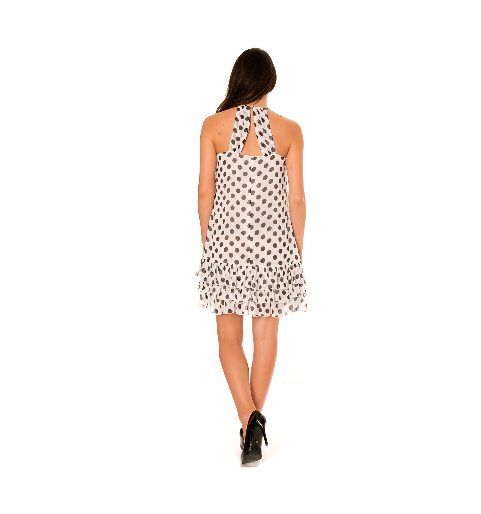 white polka dot dress