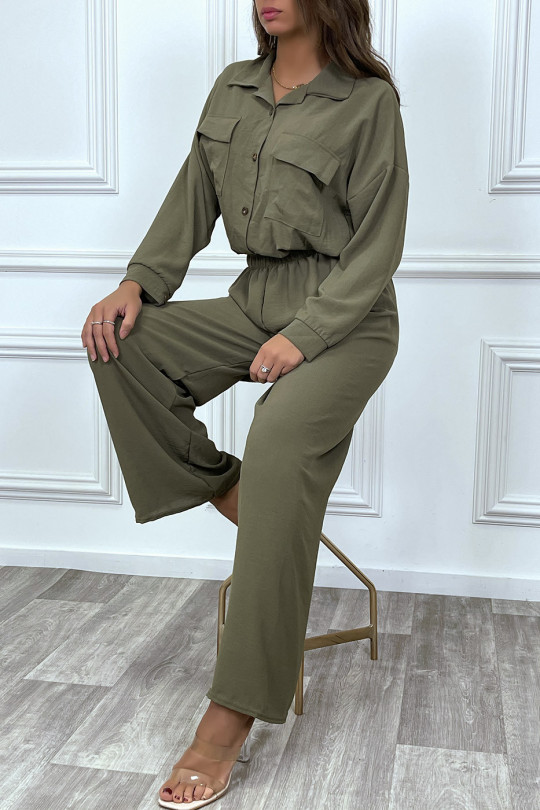 Ensemble pantalon et chemise avec poche bleu tendance Ensemble pantalon et chemise avec poche bleu tendance