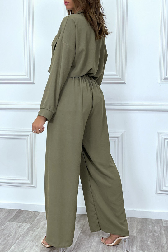 Ensemble pantalon et chemise avec poche bleu tendance Ensemble pantalon et chemise avec poche bleu tendance