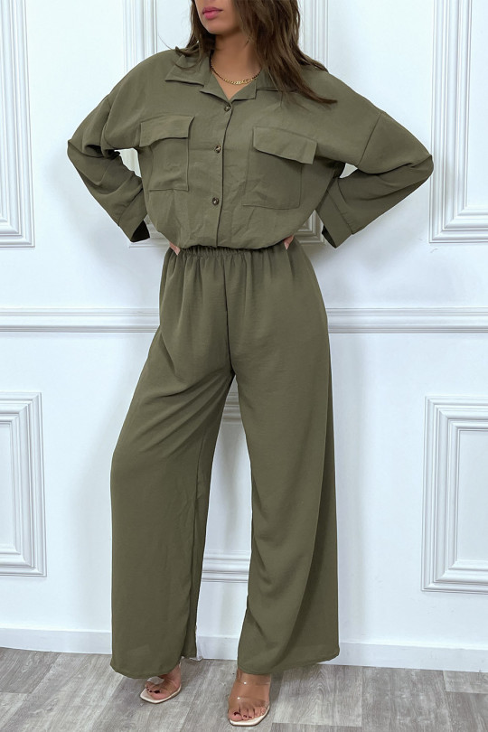 Ensemble pantalon et chemise avec poche bleu tendance Ensemble pantalon et chemise avec poche bleu tendance