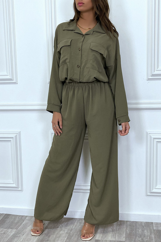 Ensemble pantalon et chemise avec poche bleu tendance Ensemble pantalon et chemise avec poche bleu tendance