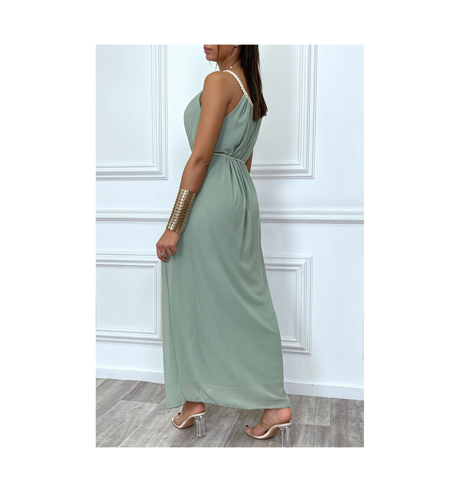 Robe longue vert d'eau style bohème