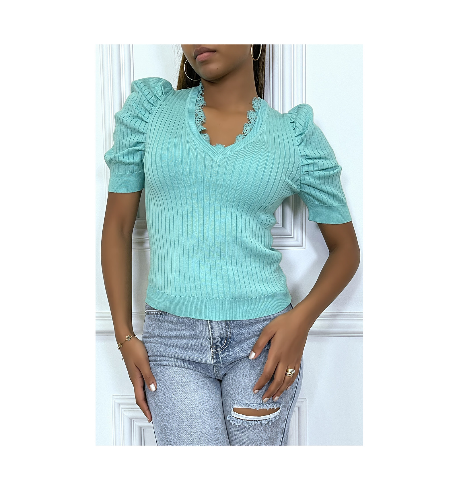 haut femme turquoise