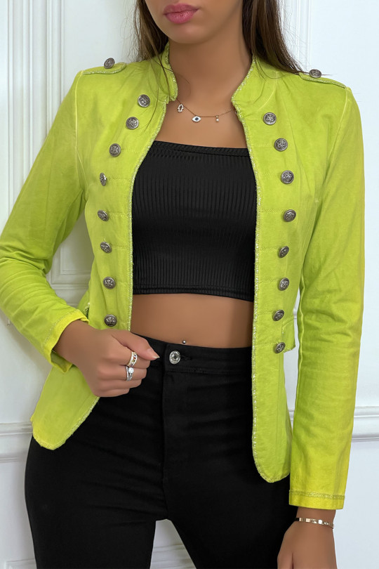 Buttoned pink blazer with silver trim Buttoned pink blazer with silver trim