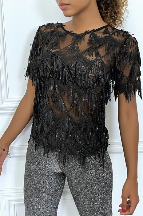 chandail transparent noir