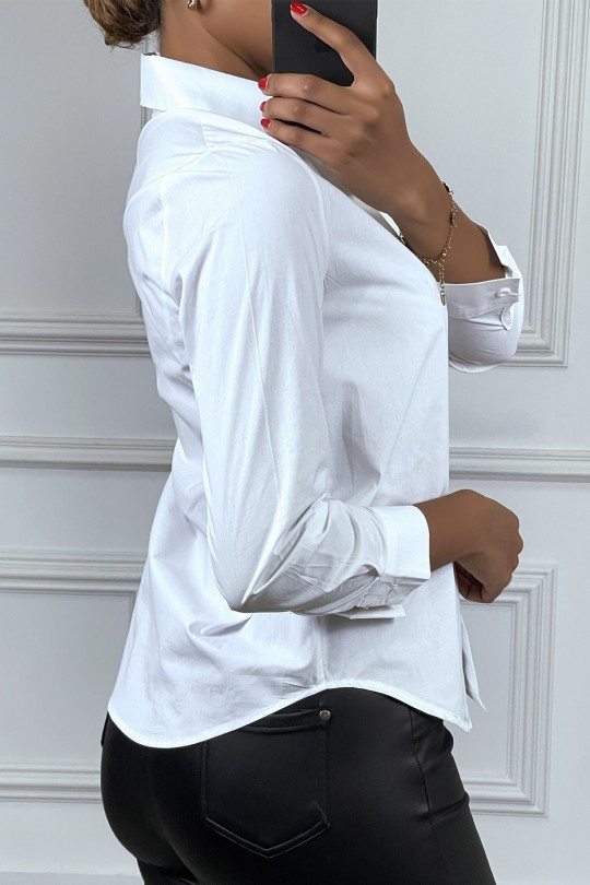 Chemise blanche avec dessin de visage en noir, à manches longues Chemise blanche avec dessin de visage en noir, à manches longues