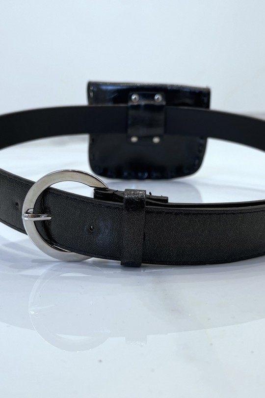 Ceinture noire en simili brillant et pochette à strass et clou Ceinture noire en simili brillant et pochette à strass et clou