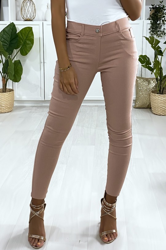 Roze slimfit broek, basic met voor- en achterzak Roze slimfit broek, basic met voor- en achterzak