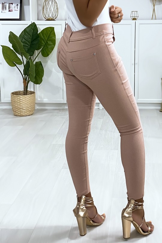Roze slimfit broek, basic met voor- en achterzak Roze slimfit broek, basic met voor- en achterzak