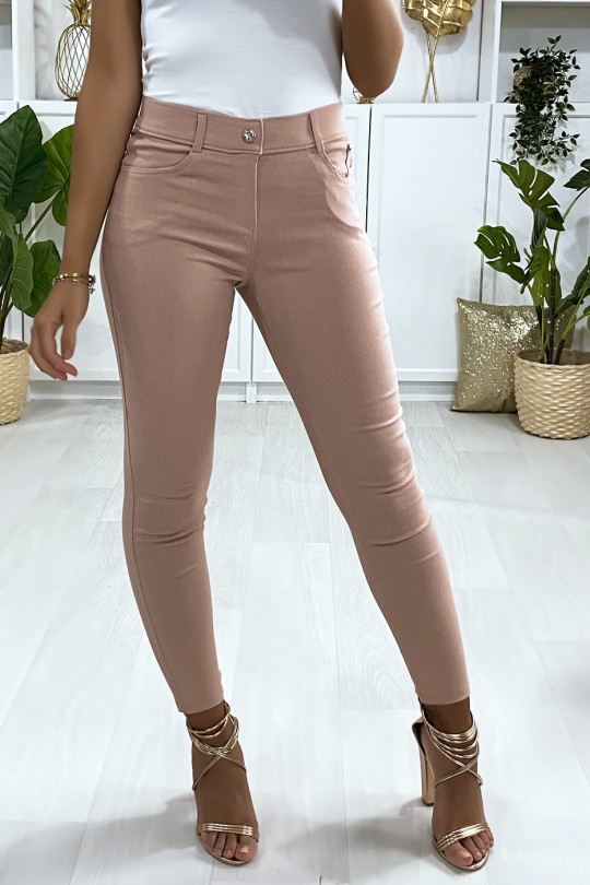 Roze slimfit broek, basic met voor- en achterzak Roze slimfit broek, basic met voor- en achterzak