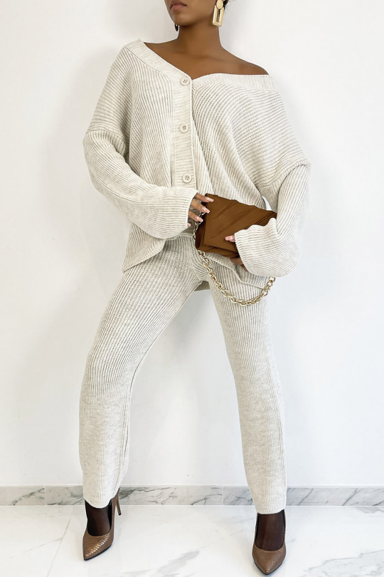 Ensemble gilet oversize et pantalon évasé en maille style cocooning Ensemble gilet oversize et pantalon évasé en maille style cocooning