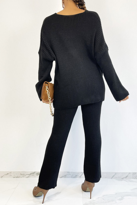 Ensemble gilet oversize et pantalon évasé en maille style cocooning Ensemble gilet oversize et pantalon évasé en maille style cocooning