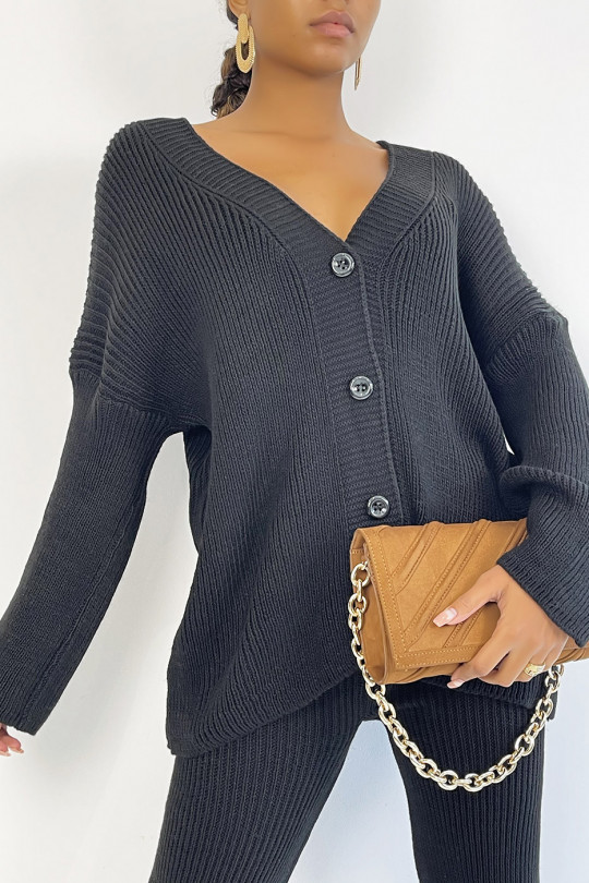 Ensemble gilet oversize et pantalon évasé en maille style cocooning Ensemble gilet oversize et pantalon évasé en maille style cocooning