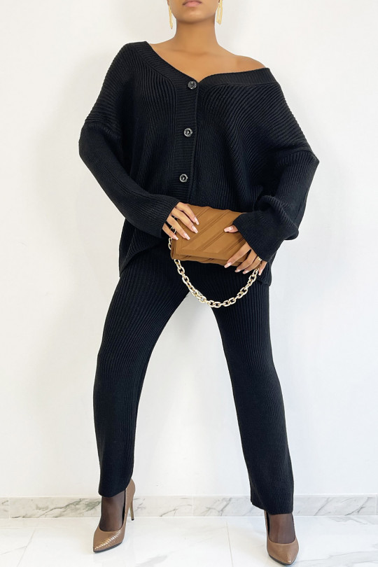 Ensemble gilet oversize et pantalon évasé en maille style cocooning Ensemble gilet oversize et pantalon évasé en maille style cocooning