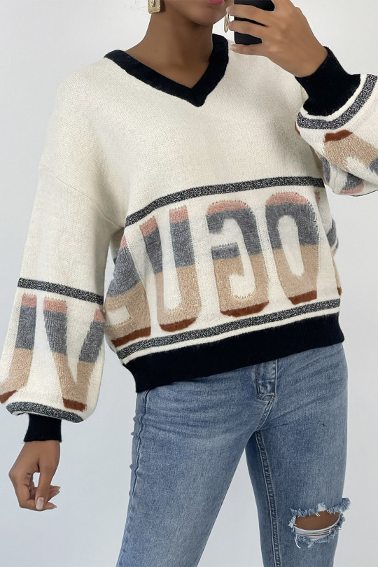 Pull bouffant style rétro à inscription VOGUE Pull bouffant style rétro à inscription VOGUE