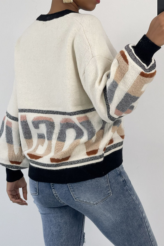 Pull bouffant style rétro à inscription VOGUE Pull bouffant style rétro à inscription VOGUE