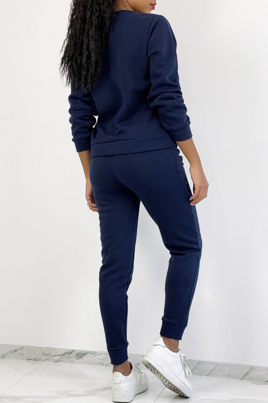 Ensemble jogging beige à inscription "VOGUE" et interrieur duveteux Ensemble jogging beige à inscription "VOGUE" et interrieur duveteux