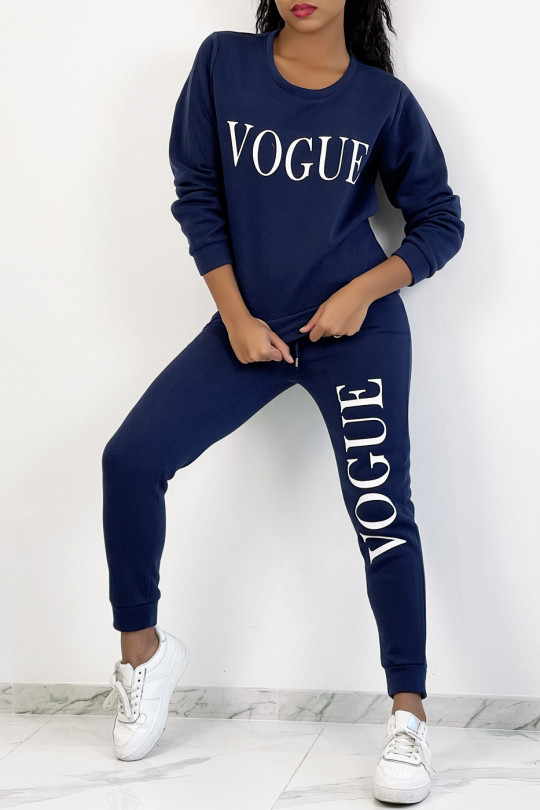 Ensemble jogging beige à inscription "VOGUE" et interrieur duveteux Ensemble jogging beige à inscription "VOGUE" et interrieur duveteux