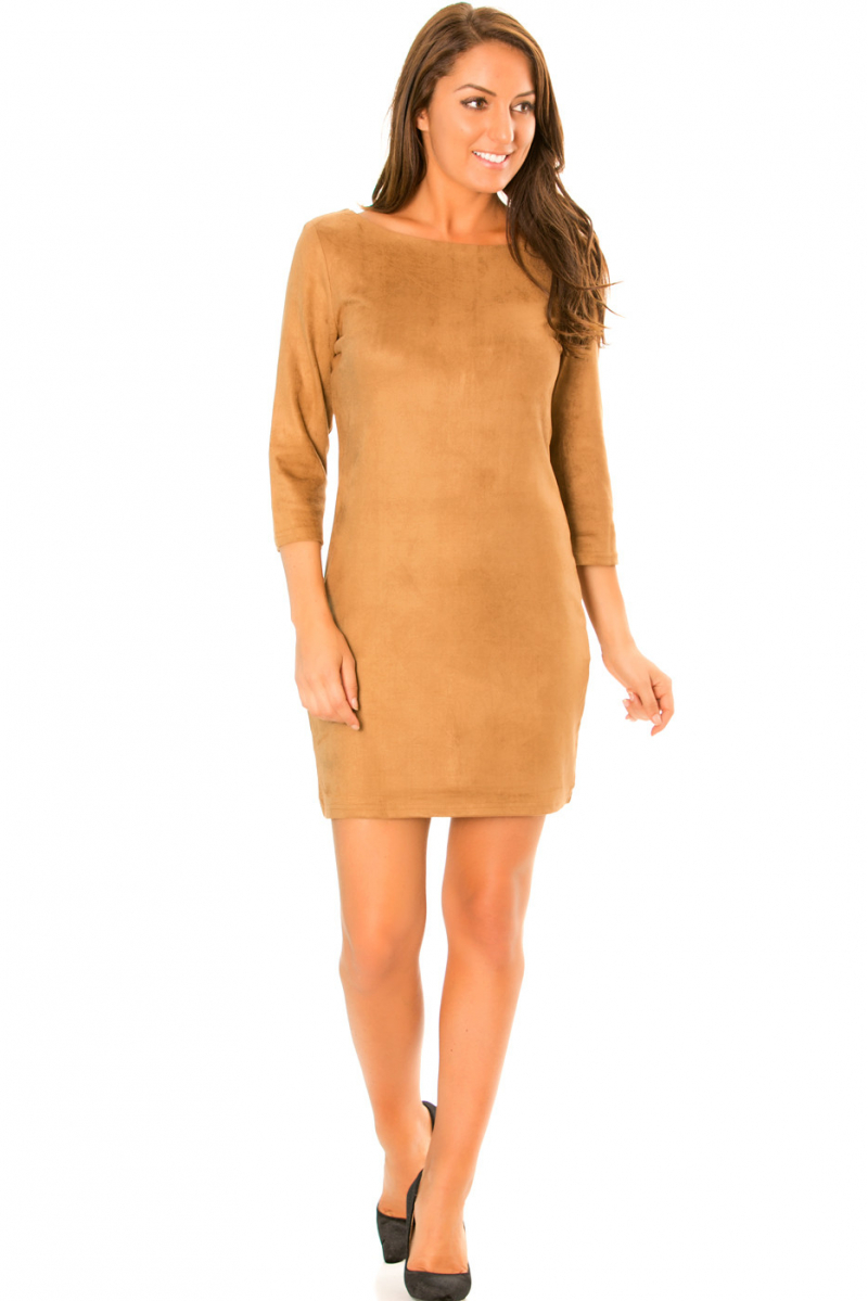 robe camel daim