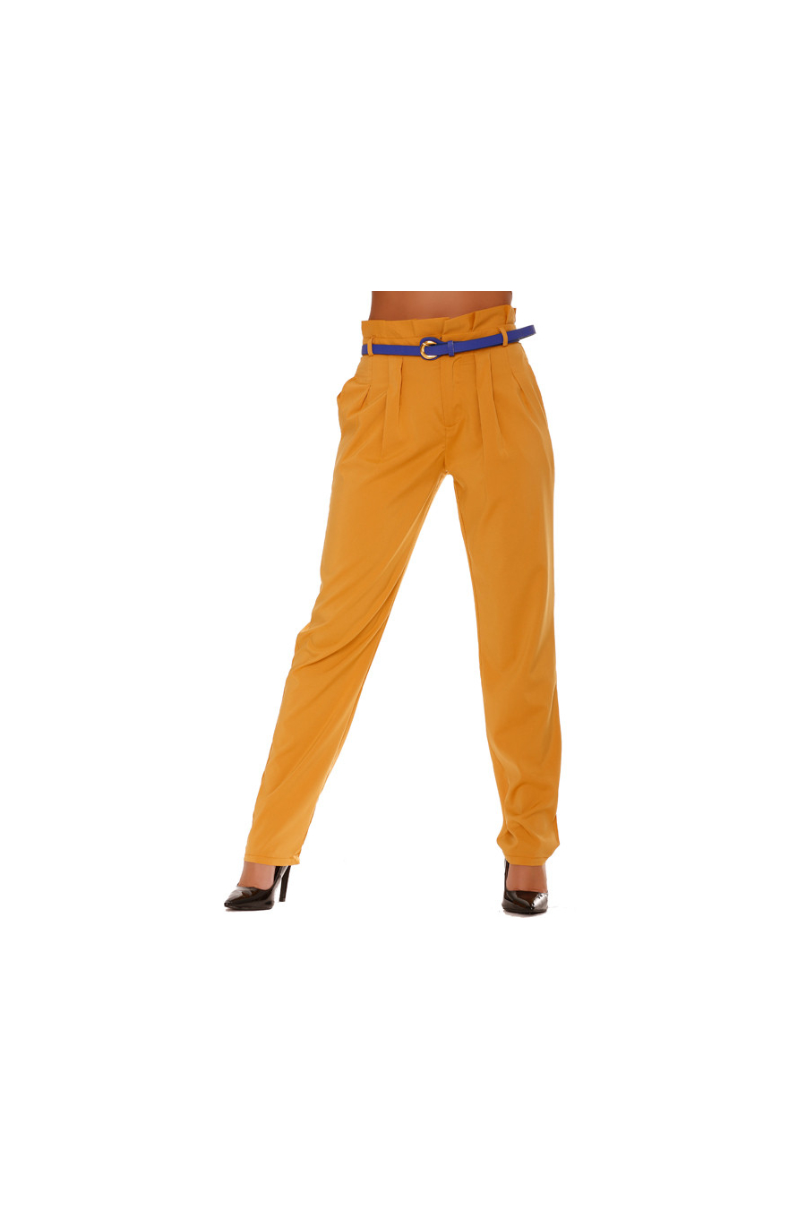 pantalon femme moutarde
