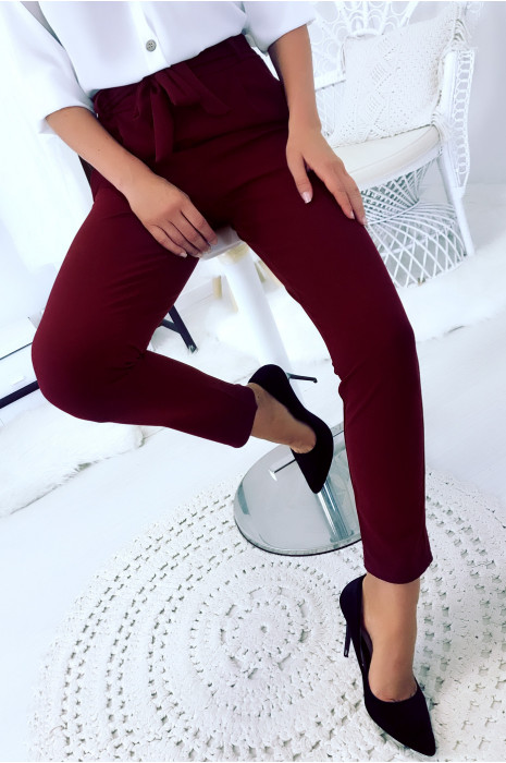 maroon cigarette pants