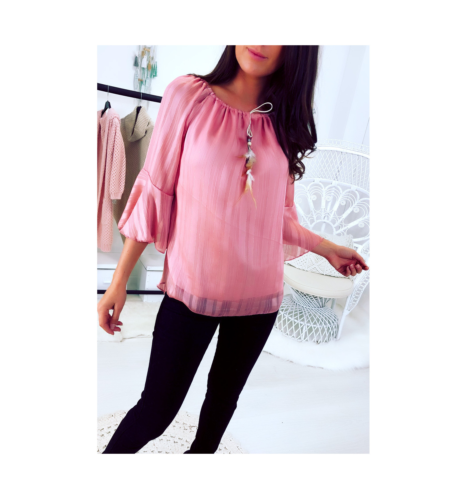 fancy pink blouse
