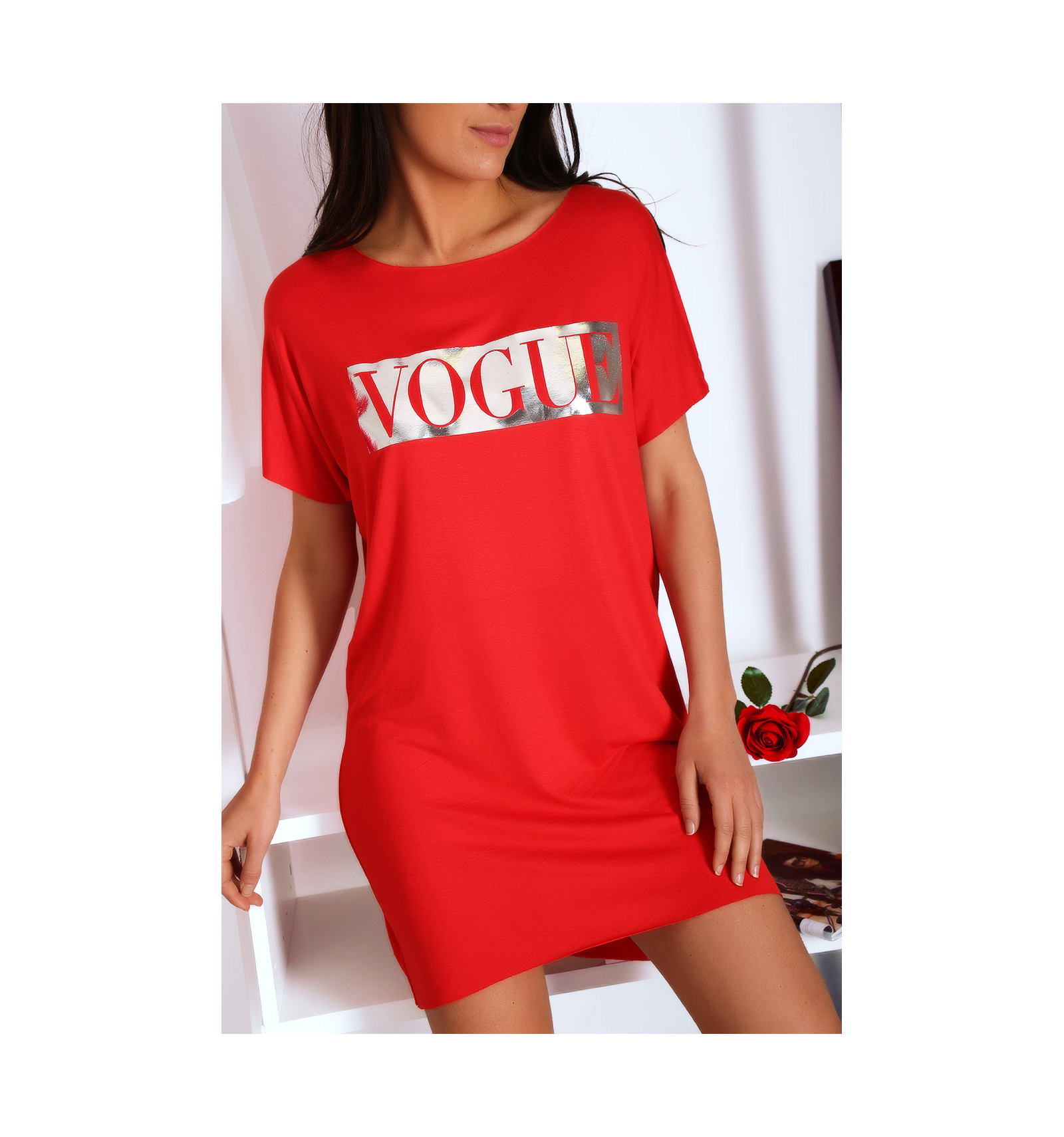 red t shirt dress