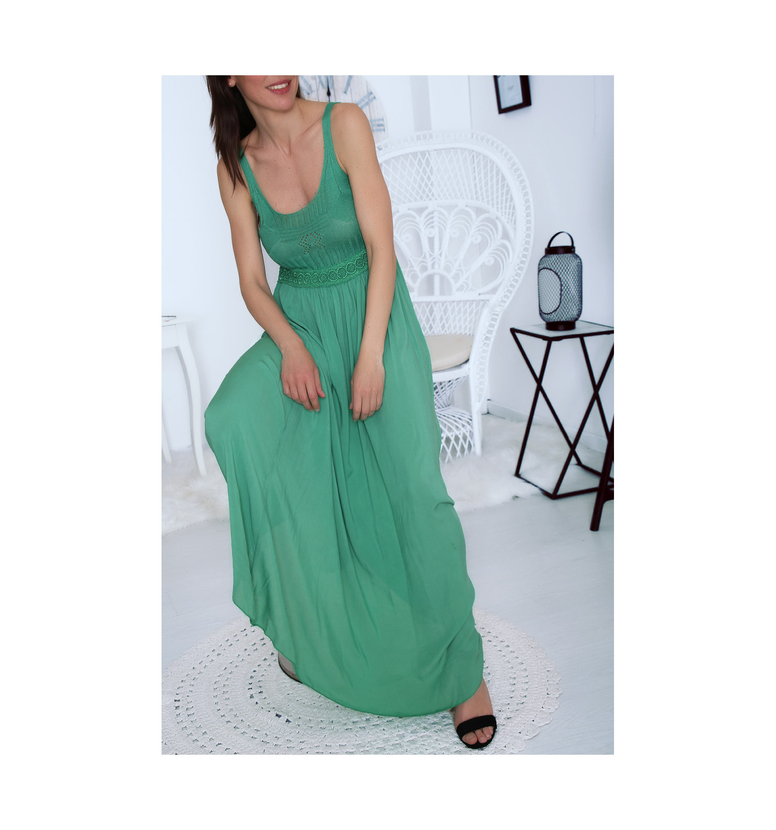 robe verte longue boheme