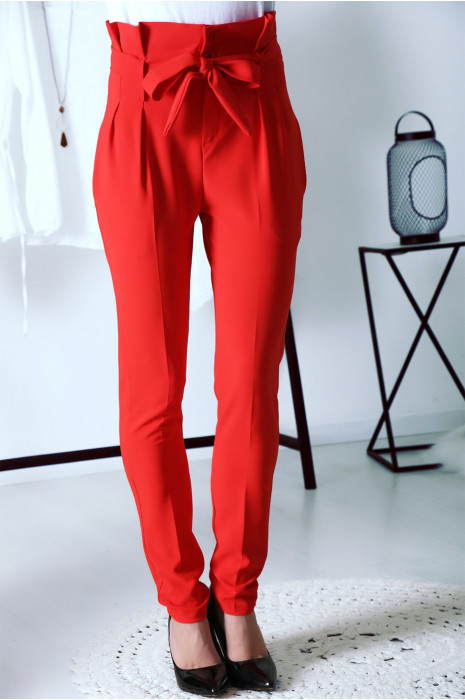 Pantalon carotte rouge Outlet