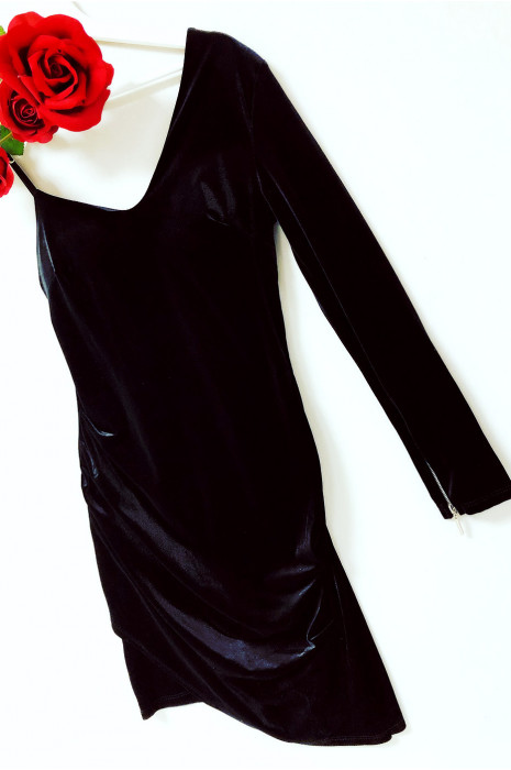 plain black velvet dress