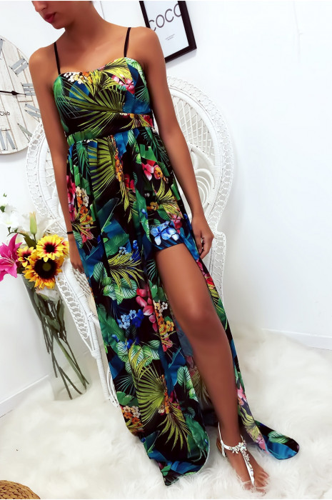 robe noir fleuri