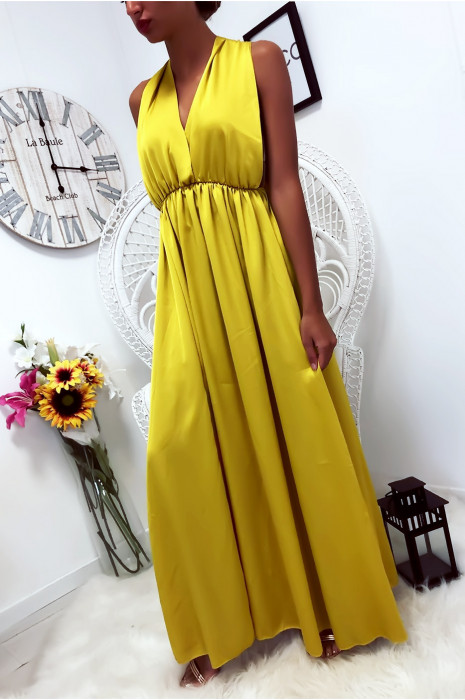 robe longue satin beige
