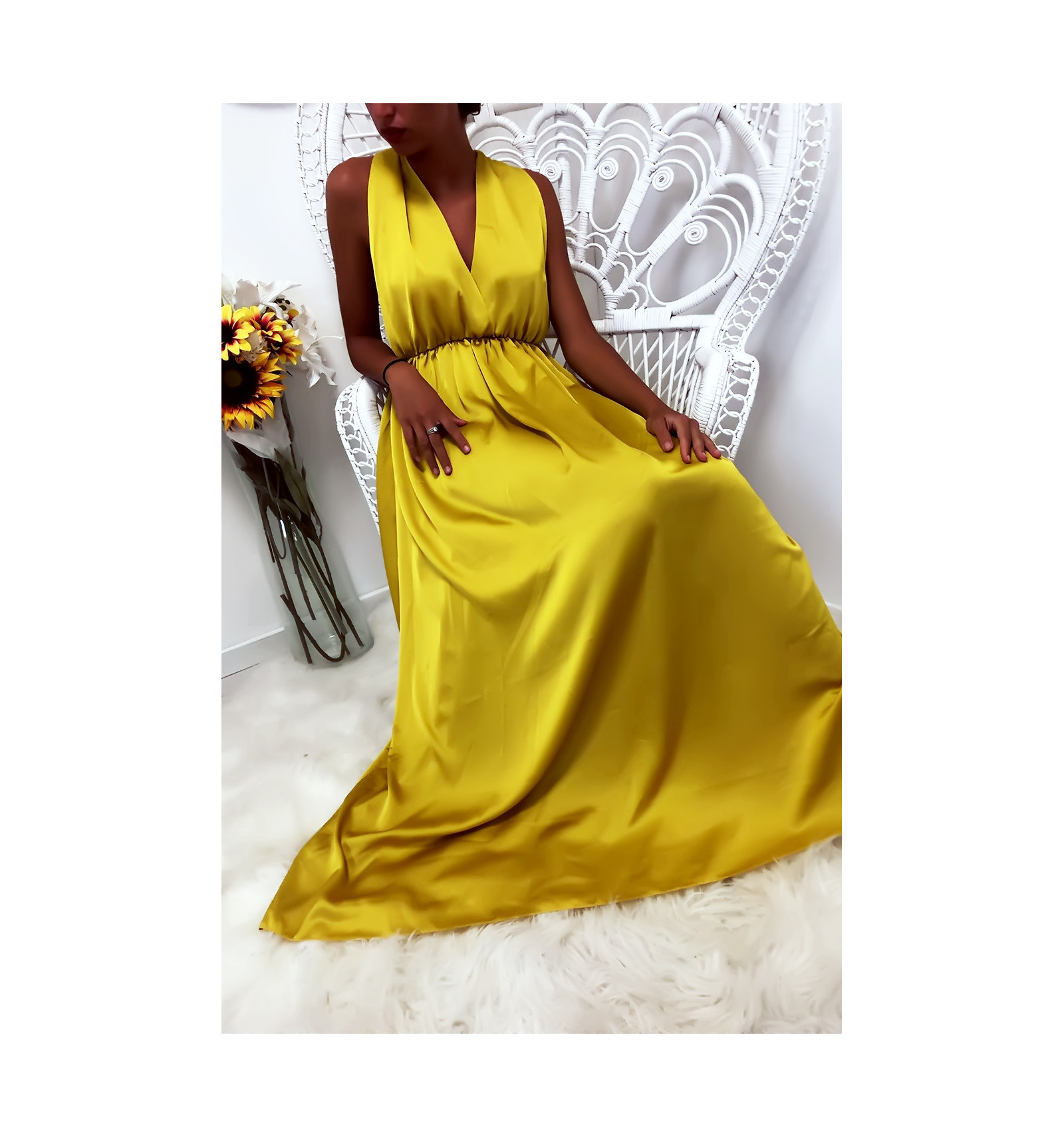 robe jaune satin