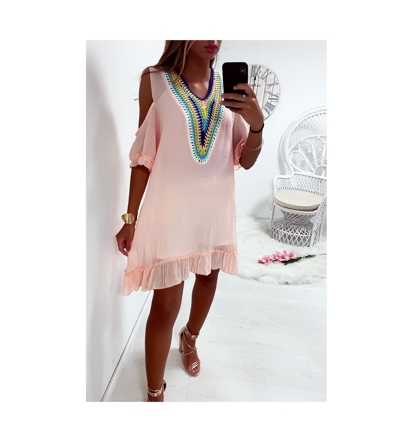 robe de plage rose