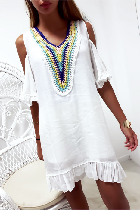 white off the shoulder beach dress