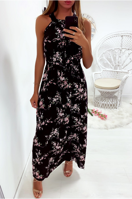 robe noir fleuri