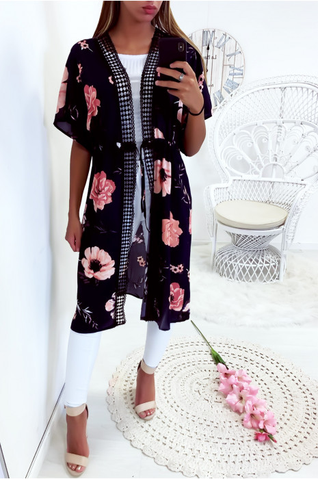 pink floral kimono cardigan