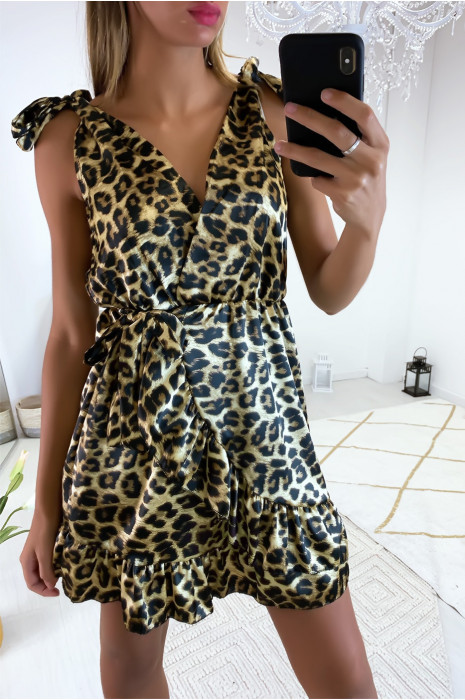 leopard print crossover dress
