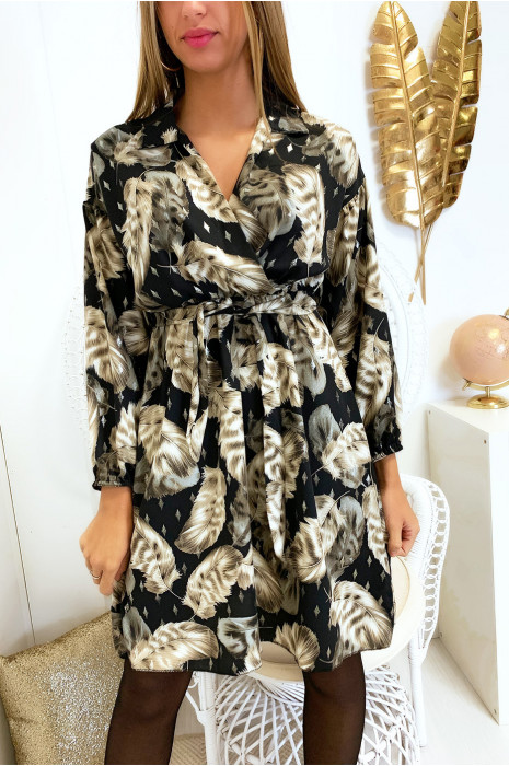 Robe Motif Feuille Doré 2025