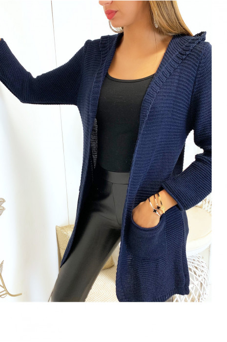 hooded cardigan with pockets
