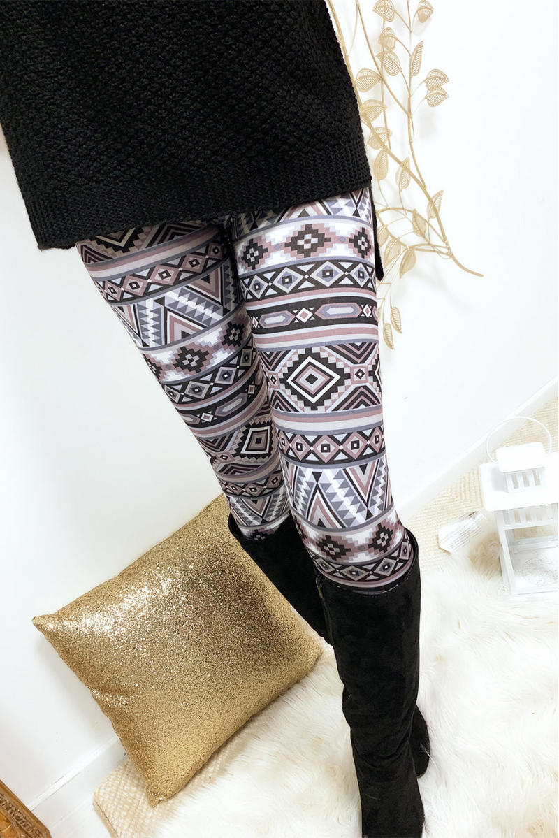 Legging met zwart en antracietkleurig geometrisch patroon Legging met zwart en antracietkleurig geometrisch patroon