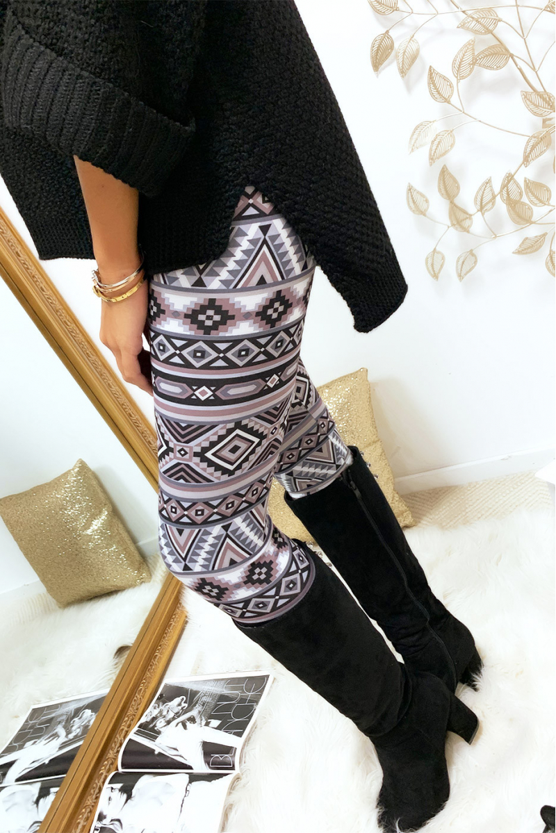 Legging met zwart en antracietkleurig geometrisch patroon Legging met zwart en antracietkleurig geometrisch patroon
