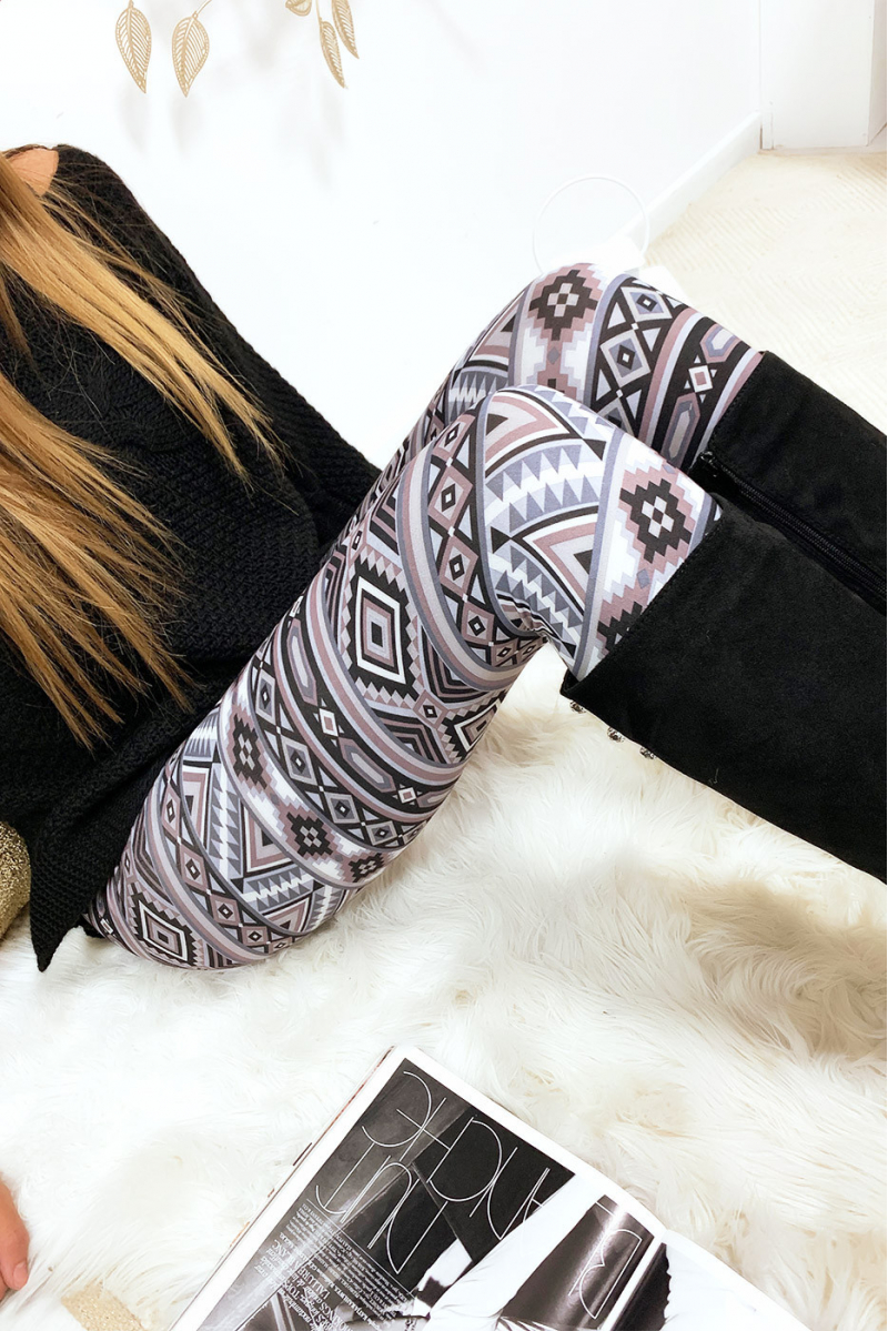 Legging met zwart en antracietkleurig geometrisch patroon Legging met zwart en antracietkleurig geometrisch patroon