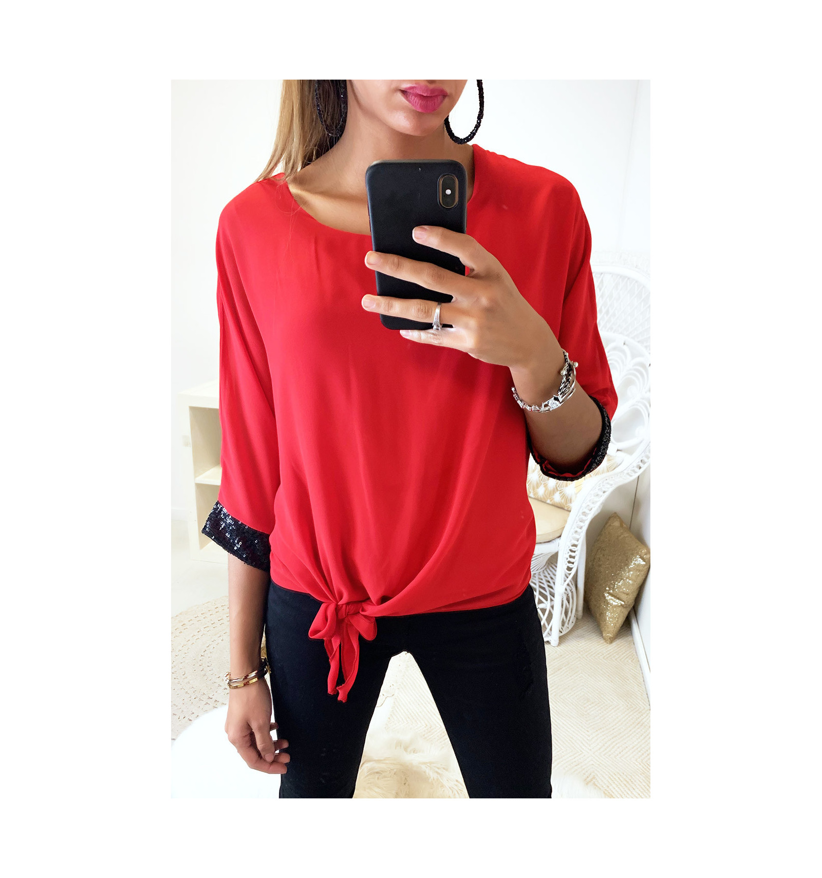 Blouse avec noeud devant Clearance