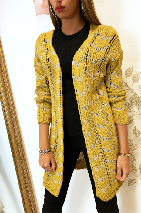 long mustard cardigan