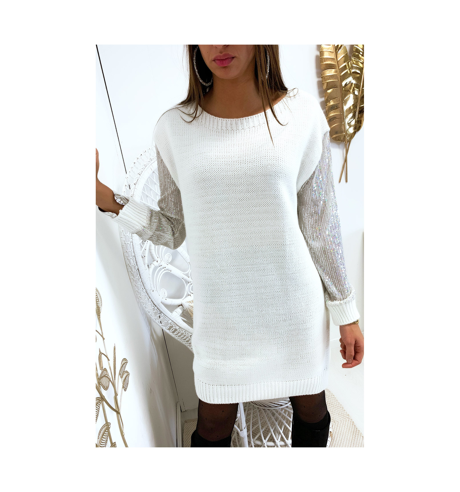 robe pull strass