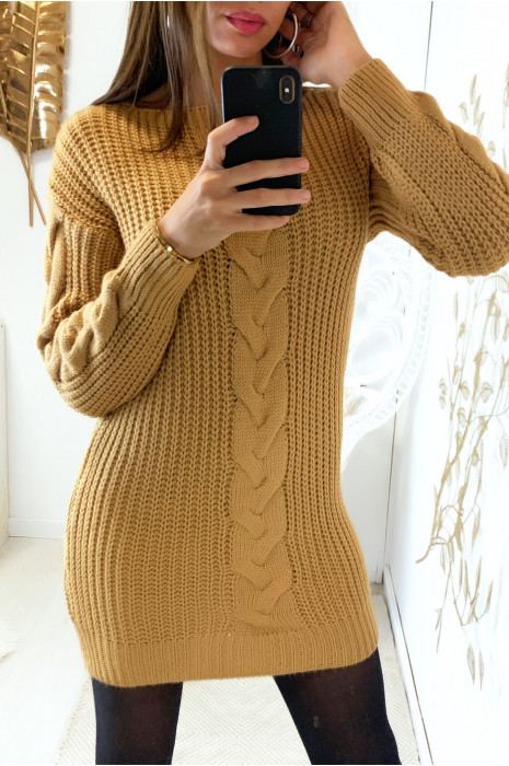 camel sweater dress